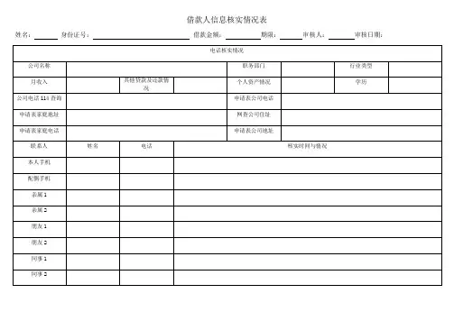 借款人信息核实情况表