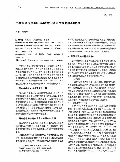 经导管肾交感神经消融治疗顽固性高血压的进展
