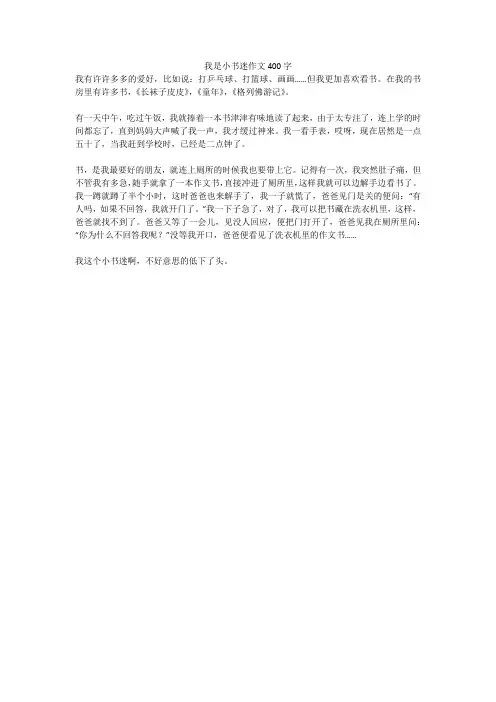 我是小书迷作文400字(高分作文)