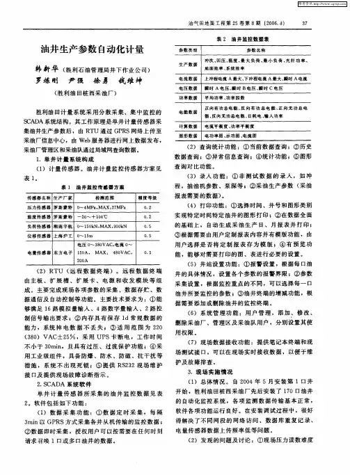 油井生产参数自动化计量