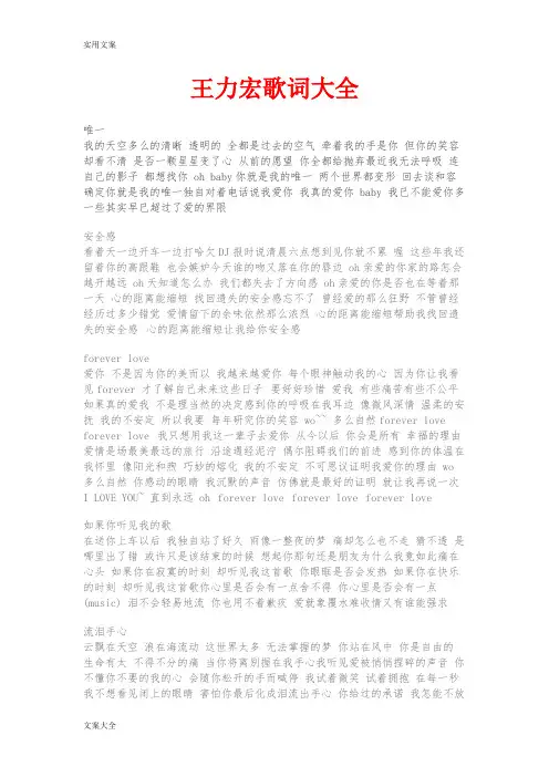 王力宏经典歌词大全