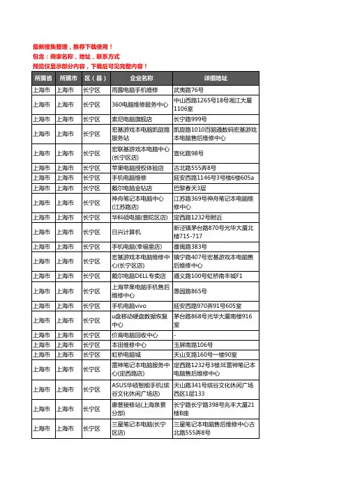 新版上海市上海市长宁区电脑企业公司商家户名录单联系方式地址大全135家