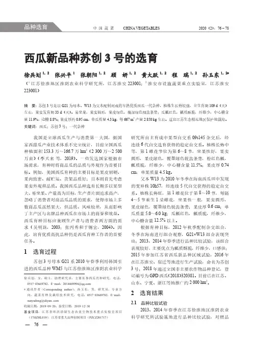 西瓜新品种苏创3号的选育
