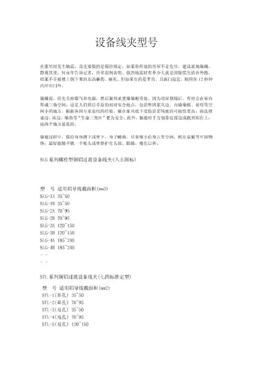 设备线夹型号