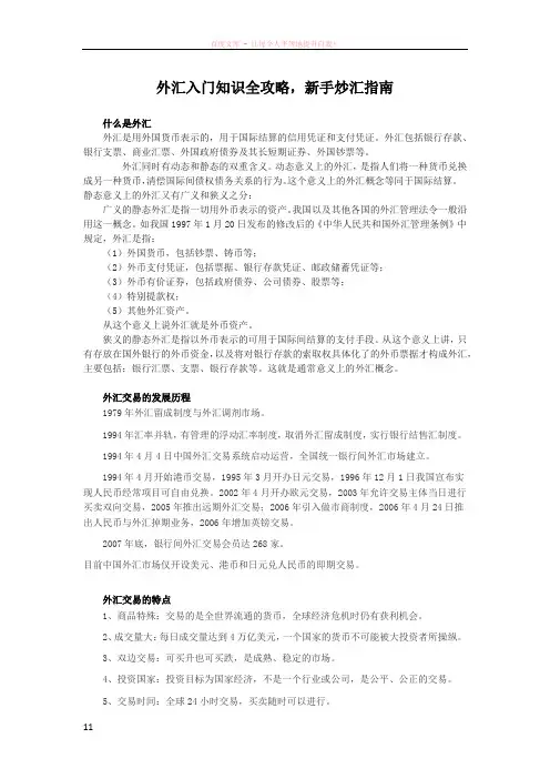 外汇入门知识全攻略新手炒汇指南