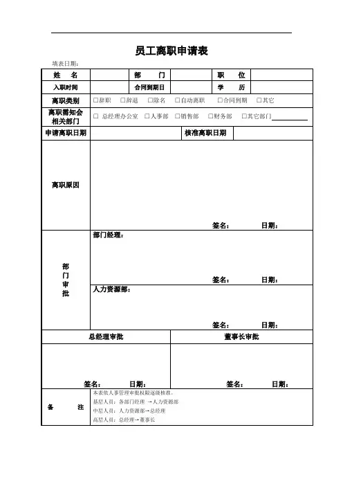 员工离职审批表、交接表 2