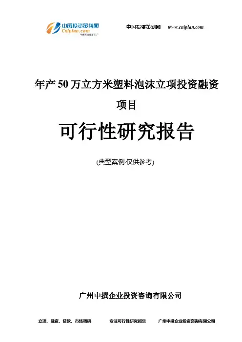 年产50万立方米塑料泡沫融资投资立项项目可行性研究报告(非常详细)