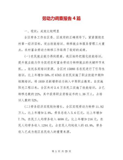 劳动力调查报告4篇