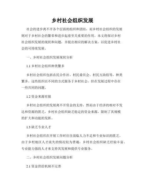 乡村社会组织发展