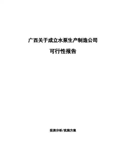 广西关于成立水泵生产制造公司可行性报告