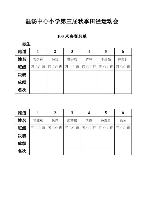 运动会安排表