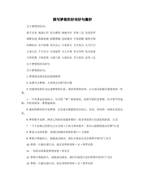 描写梦想的好词好句摘抄