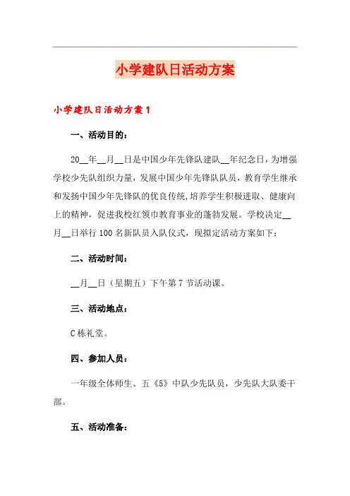 小学建队日活动方案