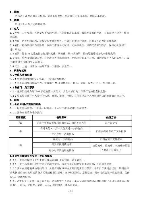 办公室6S管理制度-