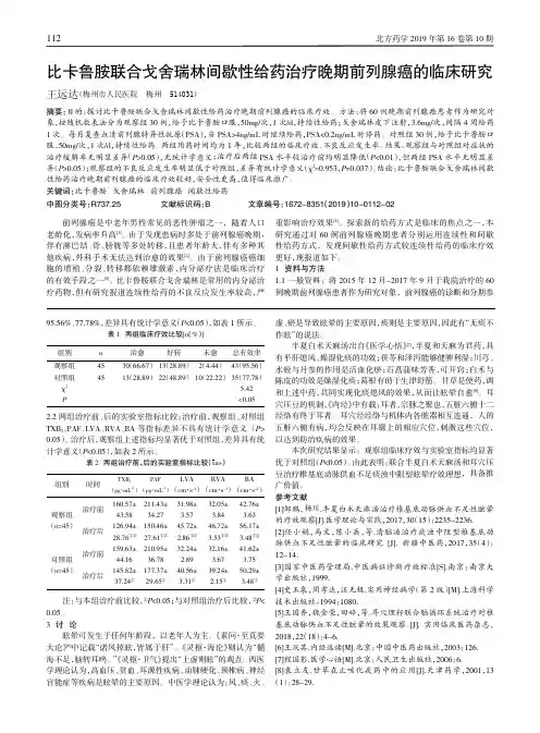 比卡鲁胺联合戈舍瑞林间歇性给药治疗晚期前列腺癌的临床研究