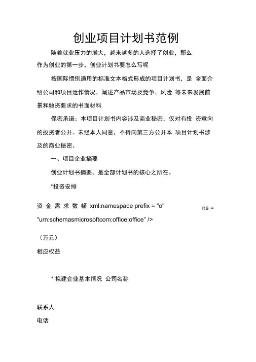 创业项目计划书范例