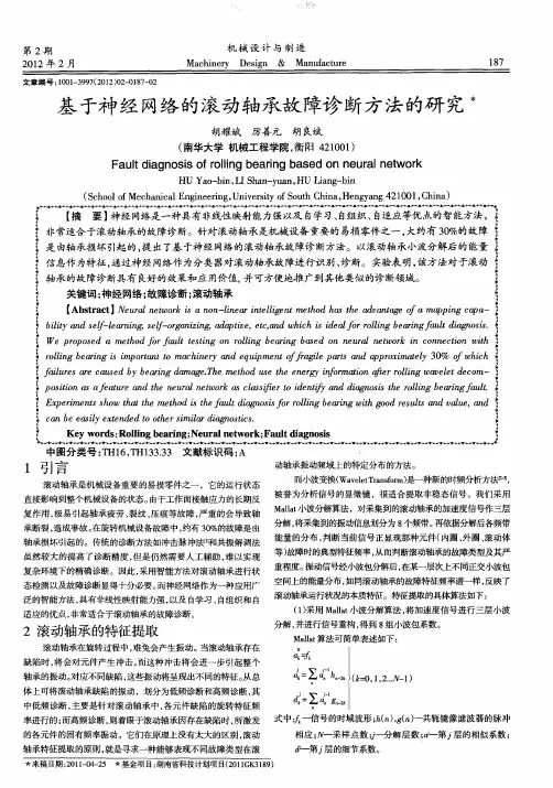 基于神经网络的滚动轴承故障诊断方法的研究