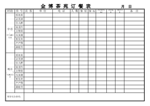 订餐统计表