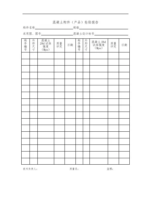 混凝土构件(产品)检验报告