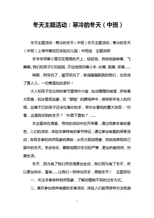 冬天主题活动：寒冷的冬天(中班)