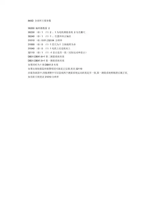 840D全闭环的基本调试参数