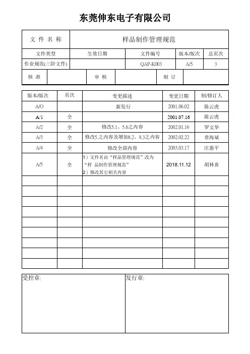 客户需求样品制作管理规范
