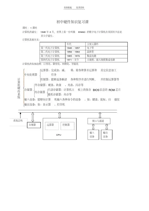 教科版信息技术教案初中知识复习课第一课 2