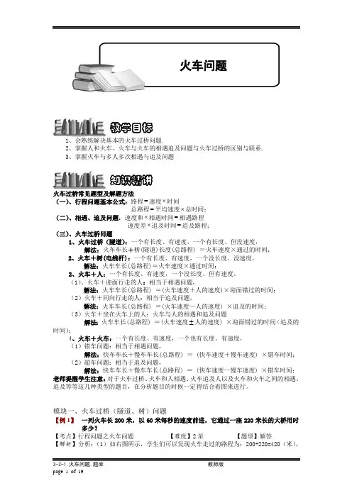 【教师版】小学奥数3-2-1 火车问题.专项练习及答案解析
