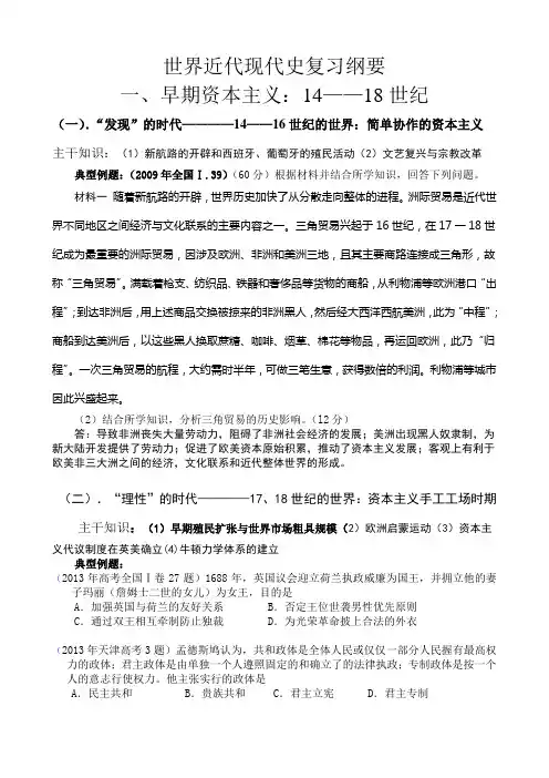 世界近代现代史复习纲要