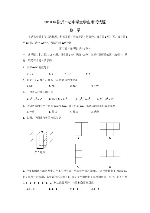 2010年临沂中考数学试题(含答案)