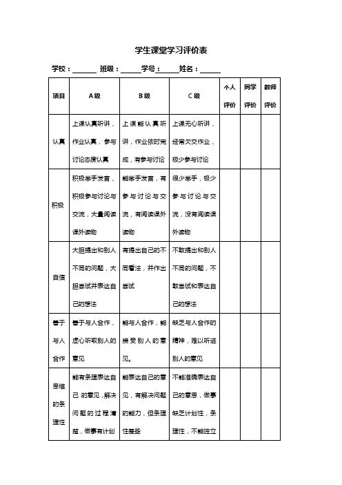 学生学习评价方案