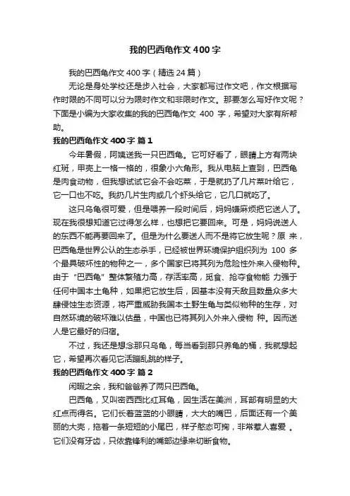 我的巴西龟作文400字（精选24篇）