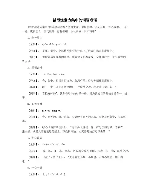 描写注意力集中的词语成语