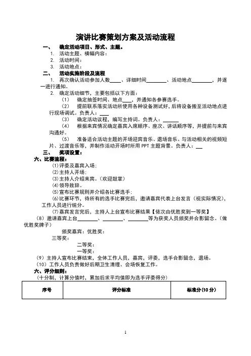 演讲比赛策划方案及活动流程