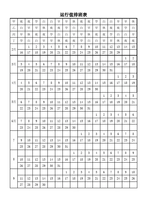 四班三倒排班表