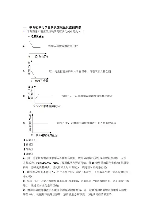 2020-2021全国中考化学金属及酸碱盐反应的图像的综合中考真题分类汇总及答案解析