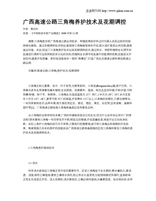 广西高速公路三角梅养护技术及花期调控