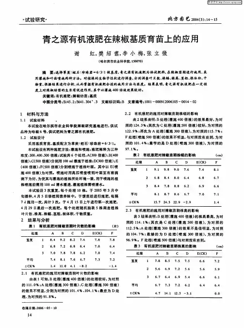 青之源有机液肥在辣椒基质育苗上的应用