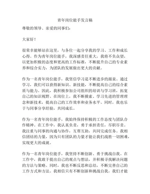 青年岗位能手发言稿
