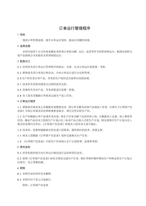 订单运行管理程序