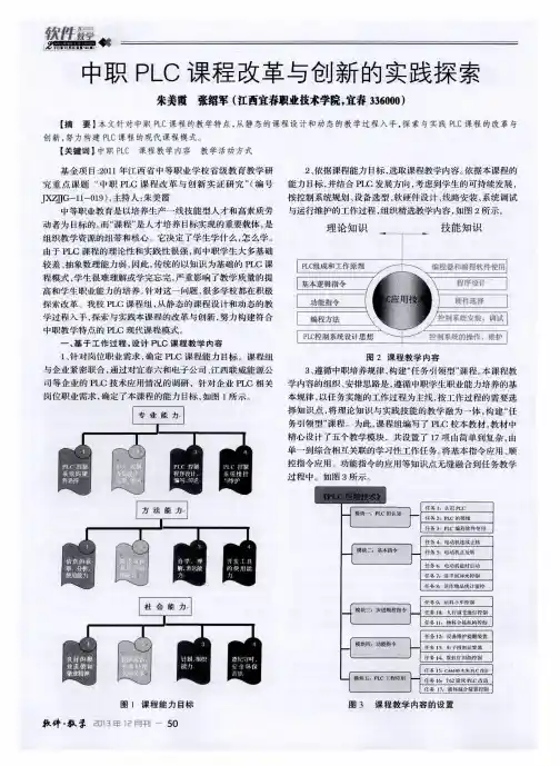 中职PLC课程改革与创新的实践探索