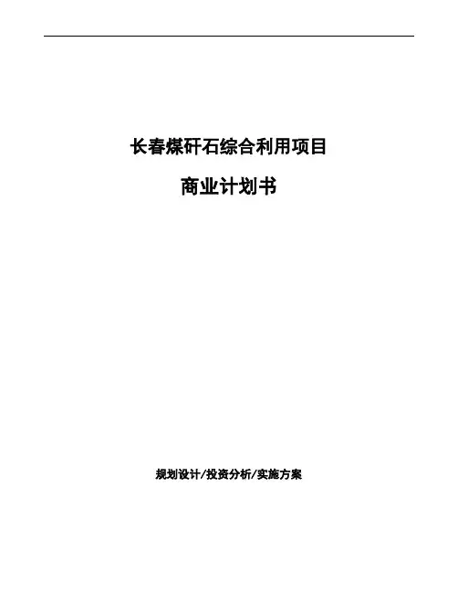 长春煤矸石综合利用项目商业计划书