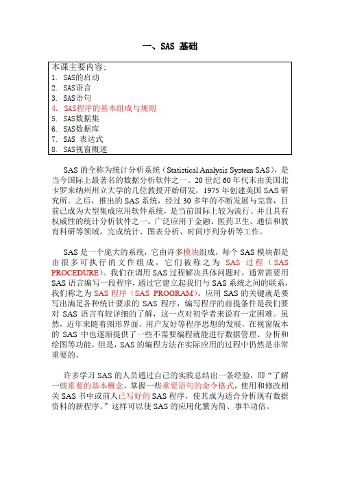 一、SAS 基础
