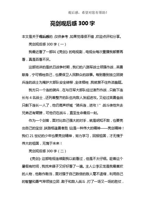 亮剑观后感300字