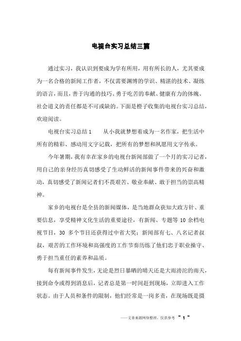 电视台实习总结三篇