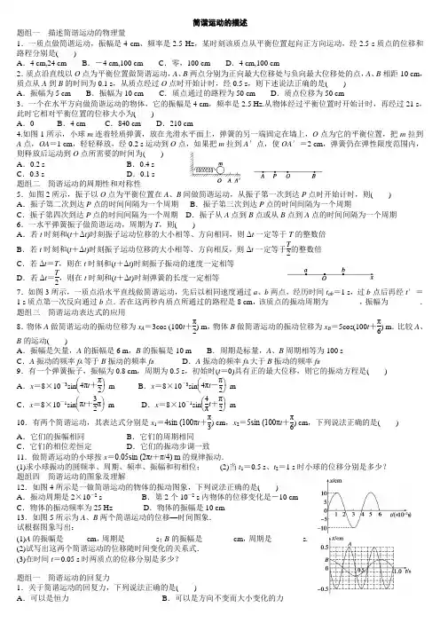 高中物理精品练习—简谐运动的描述
