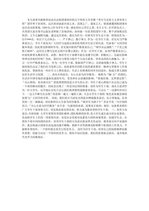 团学骨干班培训心得体会