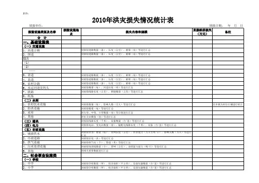 洪灾损失统计表100729