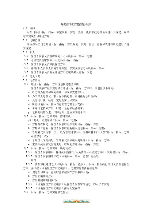 环境管理方案控制程序