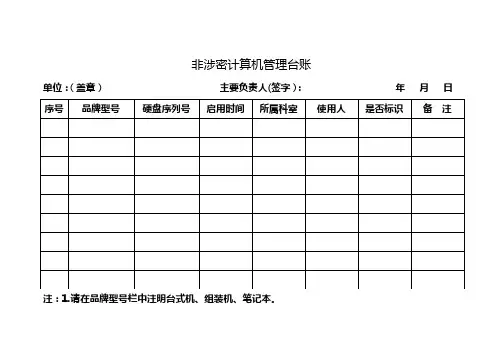非涉密计算机管理台账
